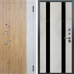 Входная дверь Аргус ЛЮКС 3К Эксперт Рустик соломенный вставка бетон урбан милк + Дуэт Белое дерево вставки Кензо