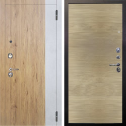 Входная дверь Аргус ЛЮКС 3К Эксперт Рустик соломенный вставка бетон урбан милк + Элегант Дорс светлый горизонт