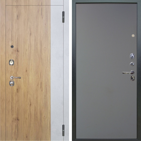 Входная дверь Аргус ЛЮКС 3К Эксперт Рустик соломенный вставка бетон урбан милк + Элегант Силк маус