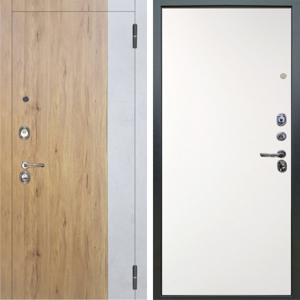 Входная дверь Аргус ЛЮКС 3К Эксперт Рустик соломенный вставка бетон урбан милк + Элегант Софт милк