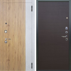 Входная дверь Аргус ЛЮКС 3К Эксперт Рустик соломенный вставка бетон урбан милк + Элегант Венге горизонт