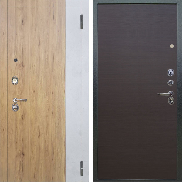 Входная дверь Аргус ЛЮКС 3К Эксперт Рустик соломенный вставка бетон урбан милк + Элегант Венге горизонт