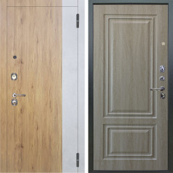 Входная дверь Аргус ЛЮКС 3К Эксперт Рустик соломенный вставка бетон урбан милк + Элион Дуб филадельфия крем