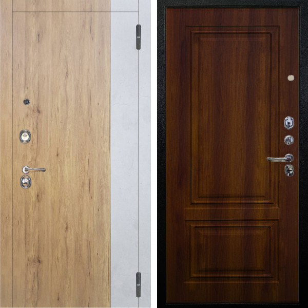 Входная дверь Аргус ЛЮКС 3К Эксперт Рустик соломенный вставка бетон урбан милк + Элион Дуб рустикальный