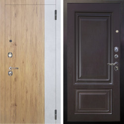 Входная дверь Аргус ЛЮКС 3К Эксперт Рустик соломенный вставка бетон урбан милк + Элион Горький шоколад