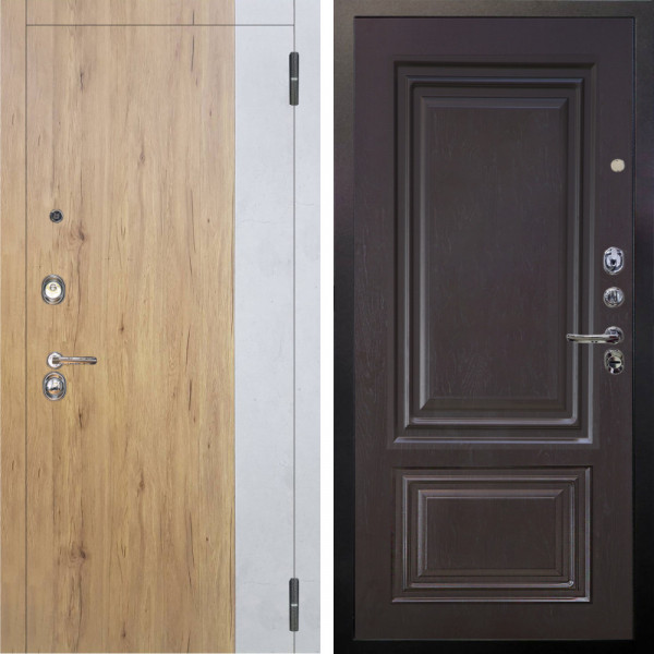 Входная дверь Аргус ЛЮКС 3К Эксперт Рустик соломенный вставка бетон урбан милк + Элион Горький шоколад