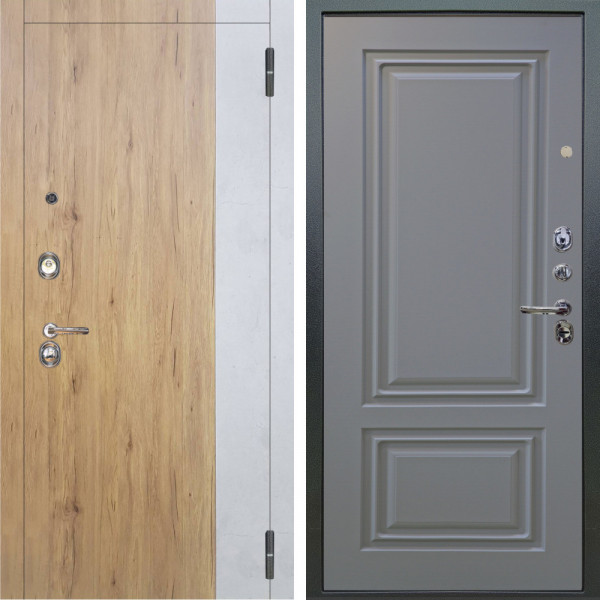 Входная дверь Аргус ЛЮКС 3К Эксперт Рустик соломенный вставка бетон урбан милк + Элион Силк маус