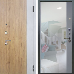 Входная дверь Аргус ЛЮКС 3К Эксперт Рустик соломенный вставка бетон урбан милк + Магнум Силк маус