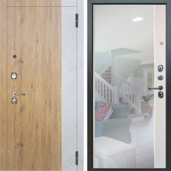 Входная дверь Аргус ЛЮКС 3К Эксперт Рустик соломенный вставка бетон урбан милк + Магнум Софт милк