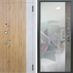 Входная дверь Аргус ЛЮКС 3К Эксперт Рустик соломенный вставка бетон урбан милк + Магнум Светлый бетон