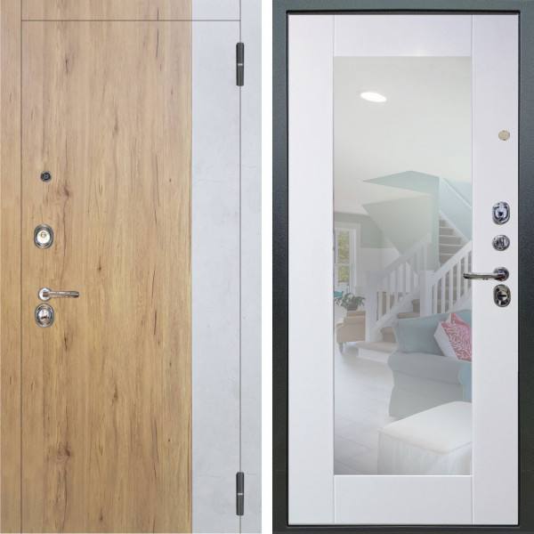 Входная дверь Аргус ЛЮКС 3К Эксперт Рустик соломенный вставка бетон урбан милк + Милли Роял вуд белый