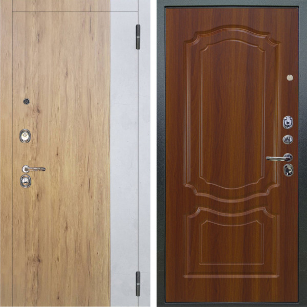 Входная дверь Аргус ЛЮКС 3К Эксперт Рустик соломенный вставка бетон урбан милк + Мишель Дуб рустикальный