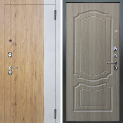 Входная дверь Аргус ЛЮКС 3К Эксперт Рустик соломенный вставка бетон урбан милк + Мишель Ларче светлый