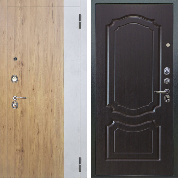 Входная дверь Аргус ЛЮКС 3К Эксперт Рустик соломенный вставка бетон урбан милк + Мишель Венге