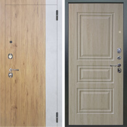 Входная дверь Аргус ЛЮКС 3К Эксперт Рустик соломенный вставка бетон урбан милк + Скиф Дуб филадельфия крем