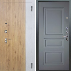 Входная дверь Аргус ЛЮКС 3К Эксперт Рустик соломенный вставка бетон урбан милк + Скиф Силк маус