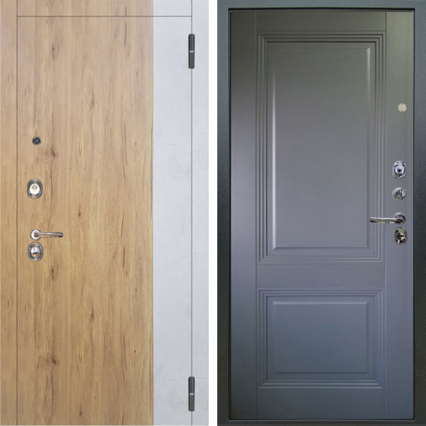 Входная дверь Аргус ЛЮКС 3К Эксперт Рустик соломенный вставка бетон урбан милк + Соло Антрацит софт