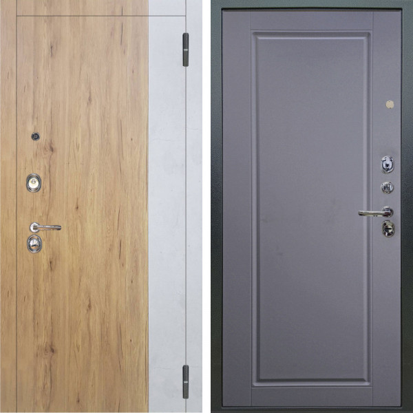 Входная дверь Аргус ЛЮКС 3К Эксперт Рустик соломенный вставка бетон урбан милк + Тревор Силк маус