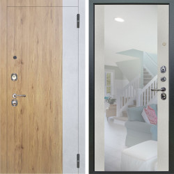 Входная дверь Аргус ЛЮКС 3К Эксперт Рустик соломенный вставка бетон урбан милк + Вояж Белое дерево