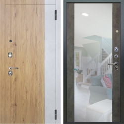 Входная дверь Аргус ЛЮКС 3К Эксперт Рустик соломенный вставка бетон урбан милк + Вояж Светлый бетон