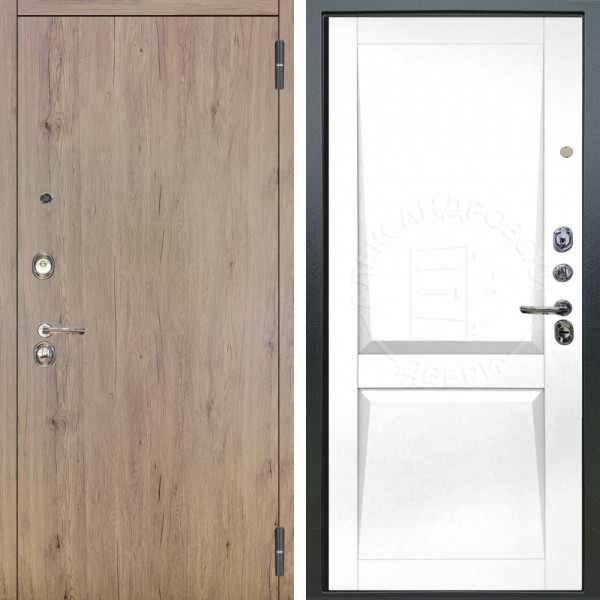 Входная дверь Аргус ЛЮКС 3К Элегант Рустик соломенный + Ариана Белая эмаль