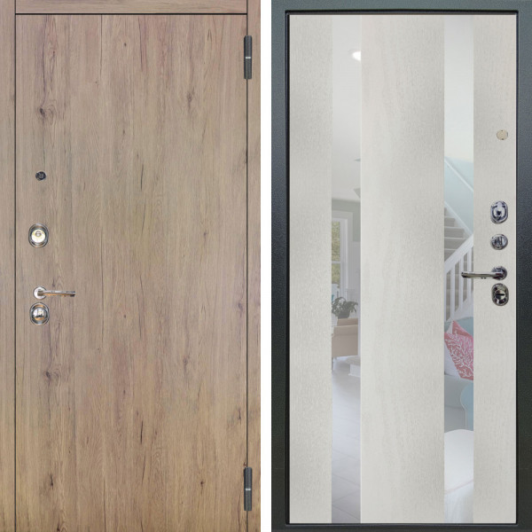 Входная дверь Аргус ЛЮКС 3К Элегант Рустик соломенный + Дуэт белое дерево вставки Николь