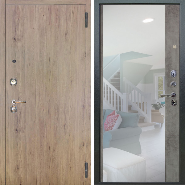 Входная дверь Аргус ЛЮКС 3К Элегант Рустик соломенный + Магнум Светлый бетон