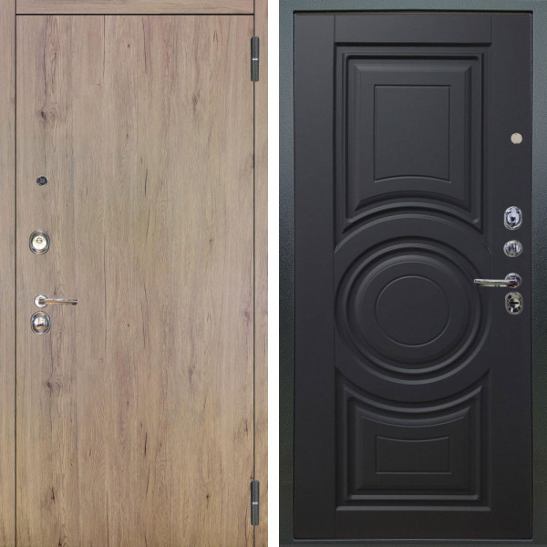 Входная дверь Аргус ЛЮКС 3К Элегант Рустик соломенный + Могадиш Черный софт