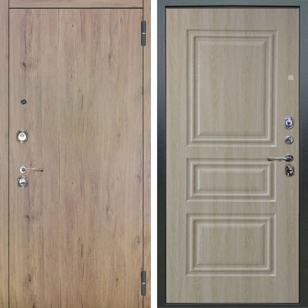 Входная дверь Аргус ЛЮКС 3К Элегант Рустик соломенный + Скиф Дуб филадельфия крем