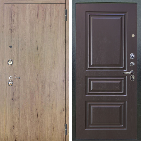 Входная дверь Аргус ЛЮКС 3К Элегант Рустик соломенный + Скиф Горький шоколад