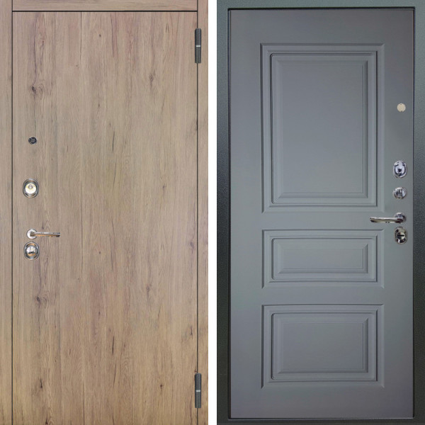 Входная дверь Аргус ЛЮКС 3К Элегант Рустик соломенный + Скиф Силк маус