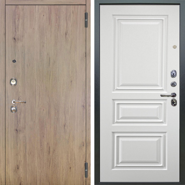 Входная дверь Аргус ЛЮКС 3К Элегант Рустик соломенный + Скиф Софт милк