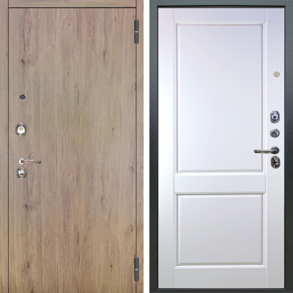 Входная дверь Аргус ЛЮКС 3К Элегант Рустик соломенный + Соренто Белая эмаль