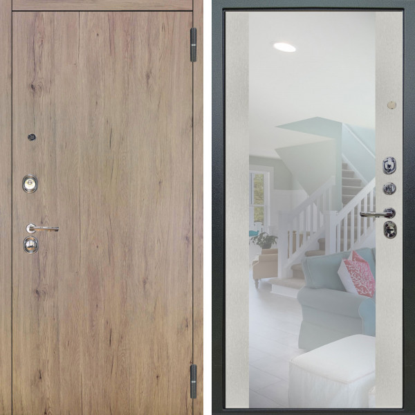 Входная дверь Аргус ЛЮКС 3К Элегант Рустик соломенный + Вояж Белое дерево