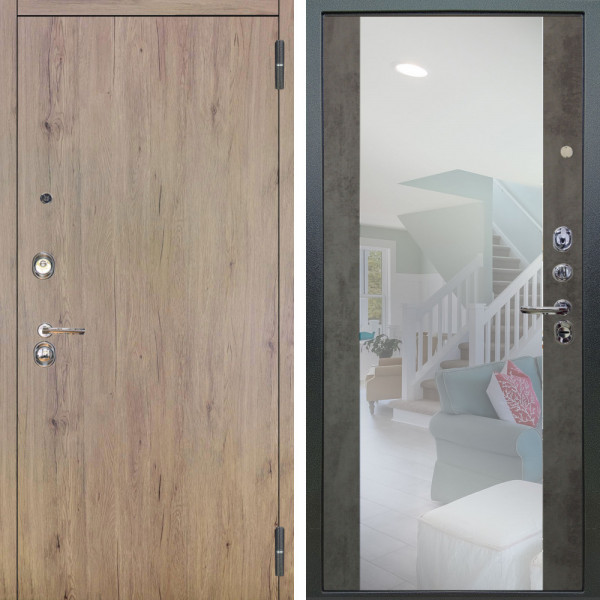 Входная дверь Аргус ЛЮКС 3К Элегант Рустик соломенный + Вояж Светлый бетон