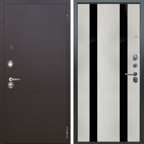 Входная дверь Аргус ЛЮКС 3К Элегант Венге горизонт + Дуэт Белое дерево вставки Кензо