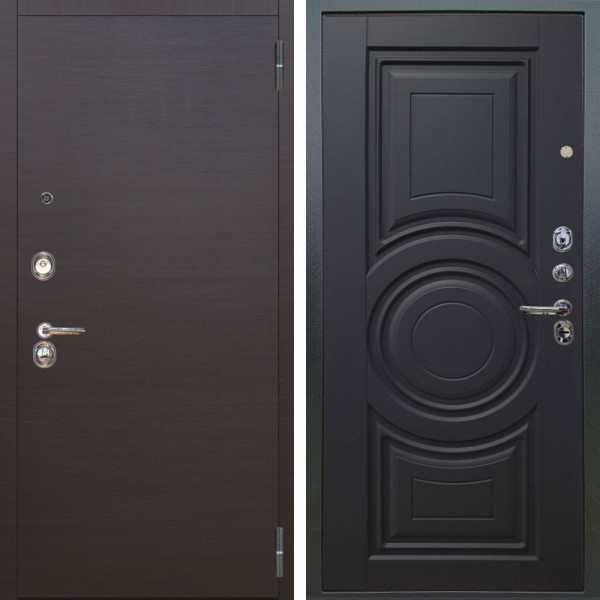Входная дверь Аргус ЛЮКС 3К Элегант Венге горизонт + Могадиш Черный софт
