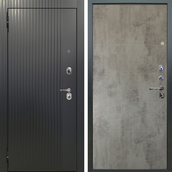 Входная дверь Аргус ЛЮКС 3К Фрейда ч кварц фортеза хром + Агат Светлый бетон