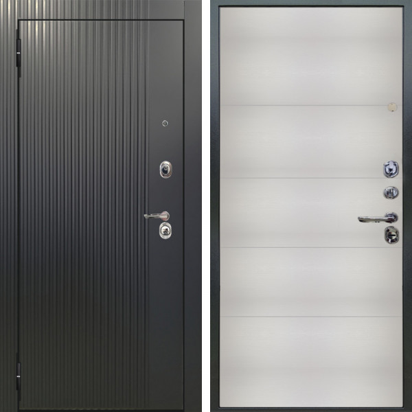 Входная дверь Аргус ЛЮКС 3К Фрейда ч кварц фортеза хром + Агат Вельвет белый горизонт