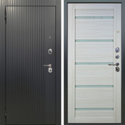 Входная дверь Аргус ЛЮКС 3К Фрейда ч кварц фортеза хром + Александра Белая лиственница