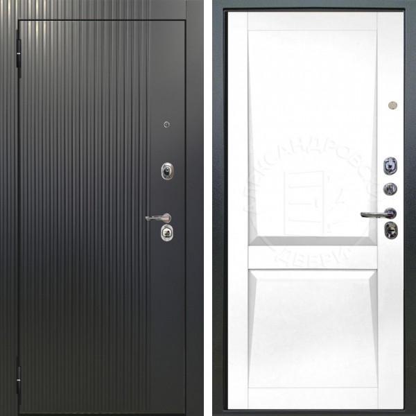 Входная дверь Аргус ЛЮКС 3К Фрейда ч кварц фортеза хром + Ариана Белая эмаль