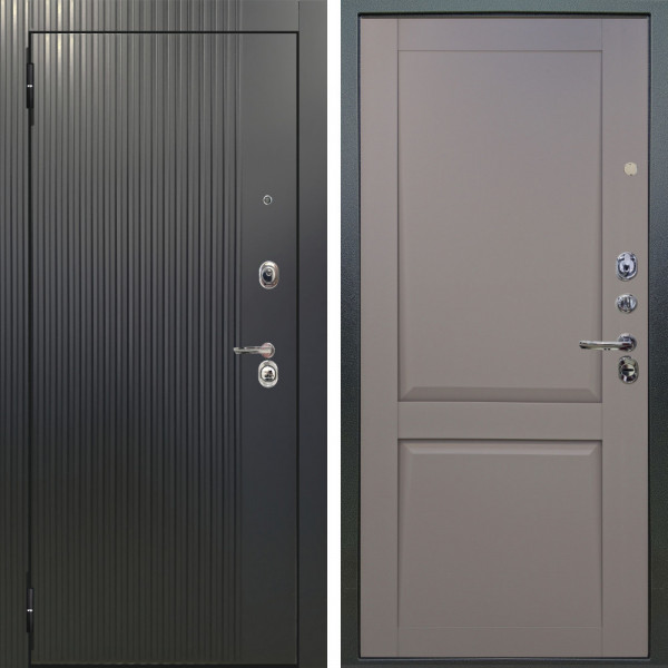 Входная дверь Аргус ЛЮКС 3К Фрейда ч кварц фортеза хром + Ариана Серая эмаль