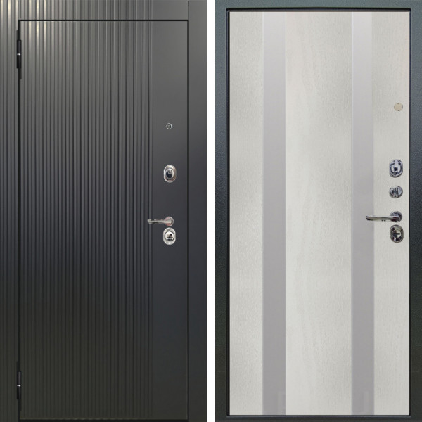 Входная дверь Аргус ЛЮКС 3К Фрейда ч кварц фортеза хром + Дуэт Белое дерево вставки Изабель