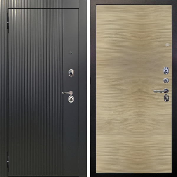 Входная дверь Аргус ЛЮКС 3К Фрейда ч кварц фортеза хром + Элегант Дорс светлый горизонт