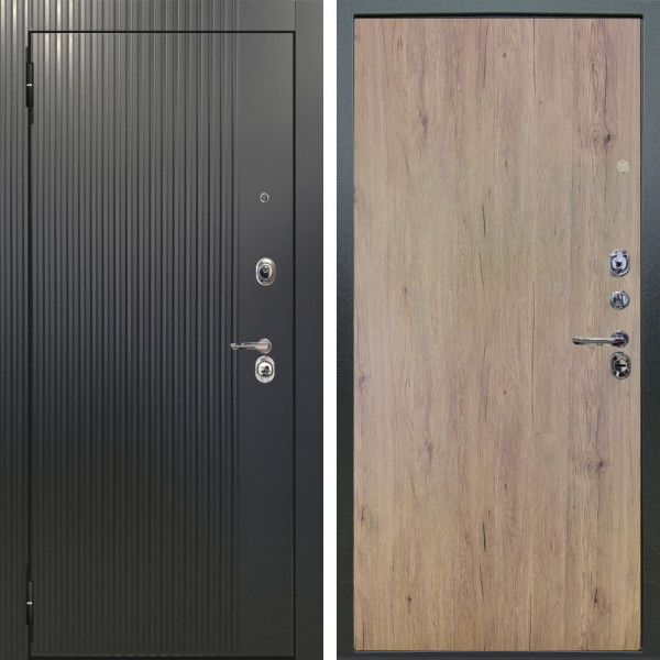 Входная дверь Аргус ЛЮКС 3К Фрейда ч кварц фортеза хром + Элегант Рустик соломенный