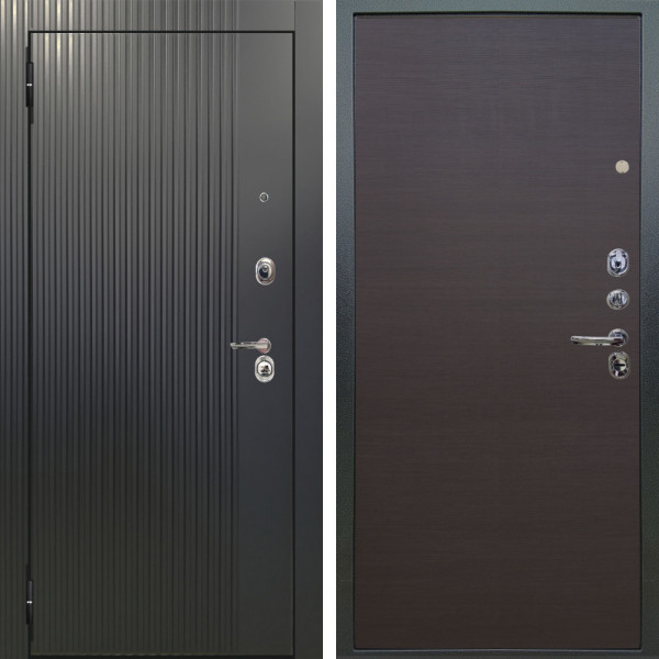 Входная дверь Аргус ЛЮКС 3К Фрейда ч кварц фортеза хром + Элегант Венге горизонт