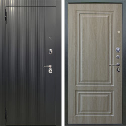 Входная дверь Аргус ЛЮКС 3К Фрейда ч кварц фортеза хром + Элион Дуб филадельфия крем