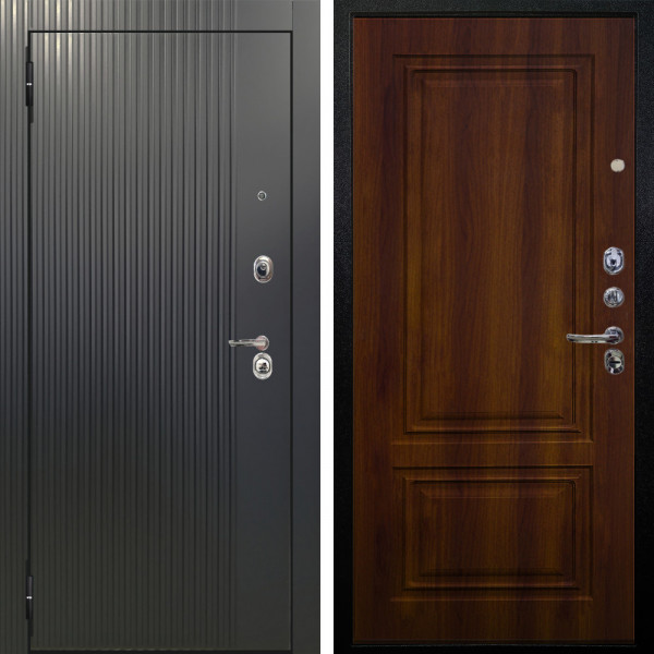 Входная дверь Аргус ЛЮКС 3К Фрейда ч кварц фортеза хром + Элион Дуб рустикальный
