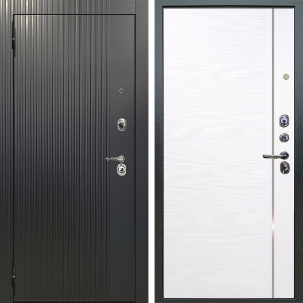 Входная дверь Аргус ЛЮКС 3К Фрейда ч кварц фортеза хром + Гауда Роял вуд белый