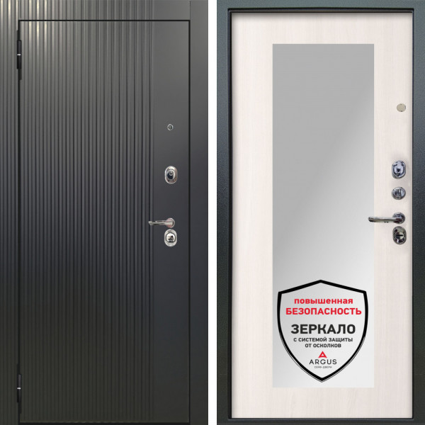 Входная дверь Аргус ЛЮКС 3К Фрейда ч кварц фортеза хром + Милли Ларче светлый